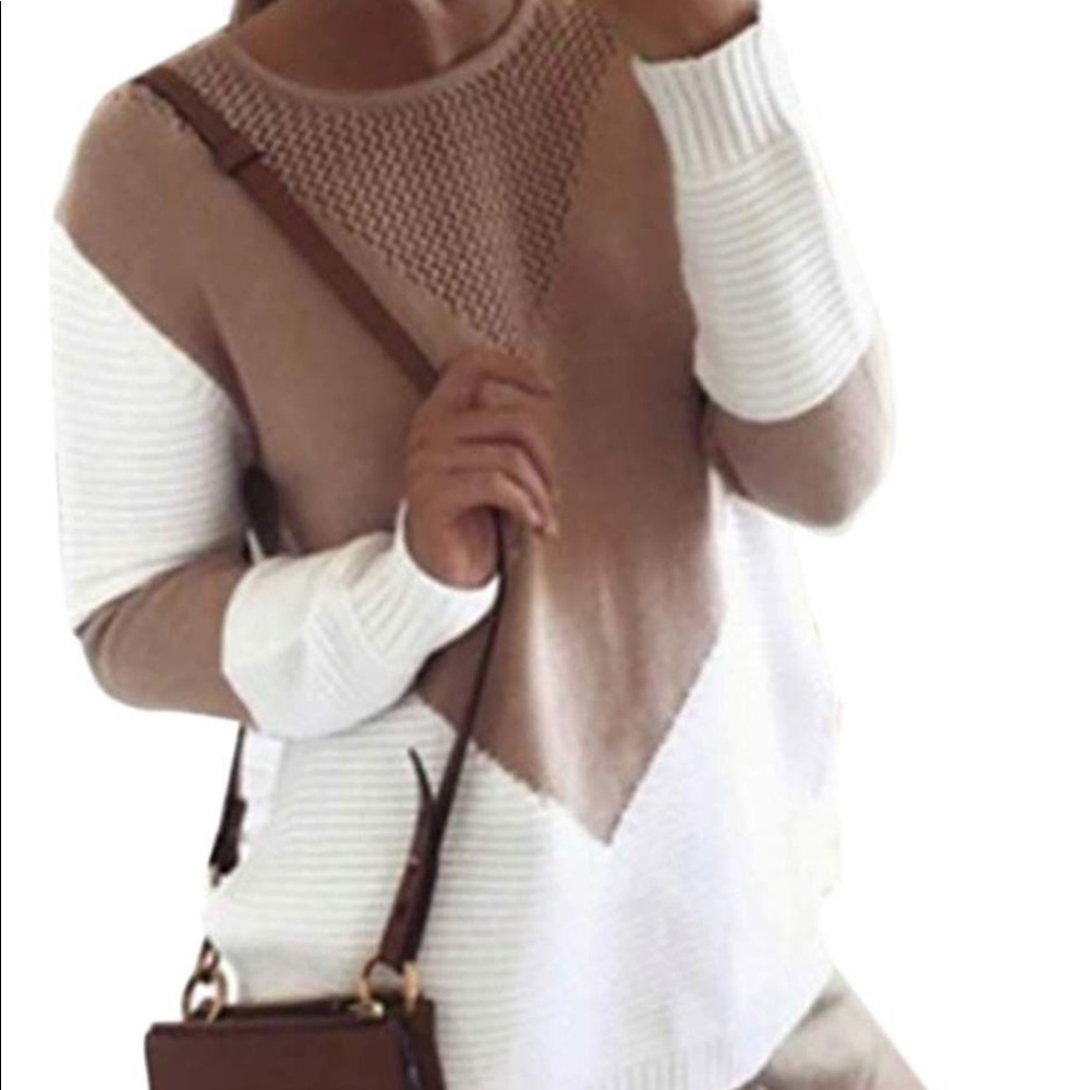 Camel/white sweater